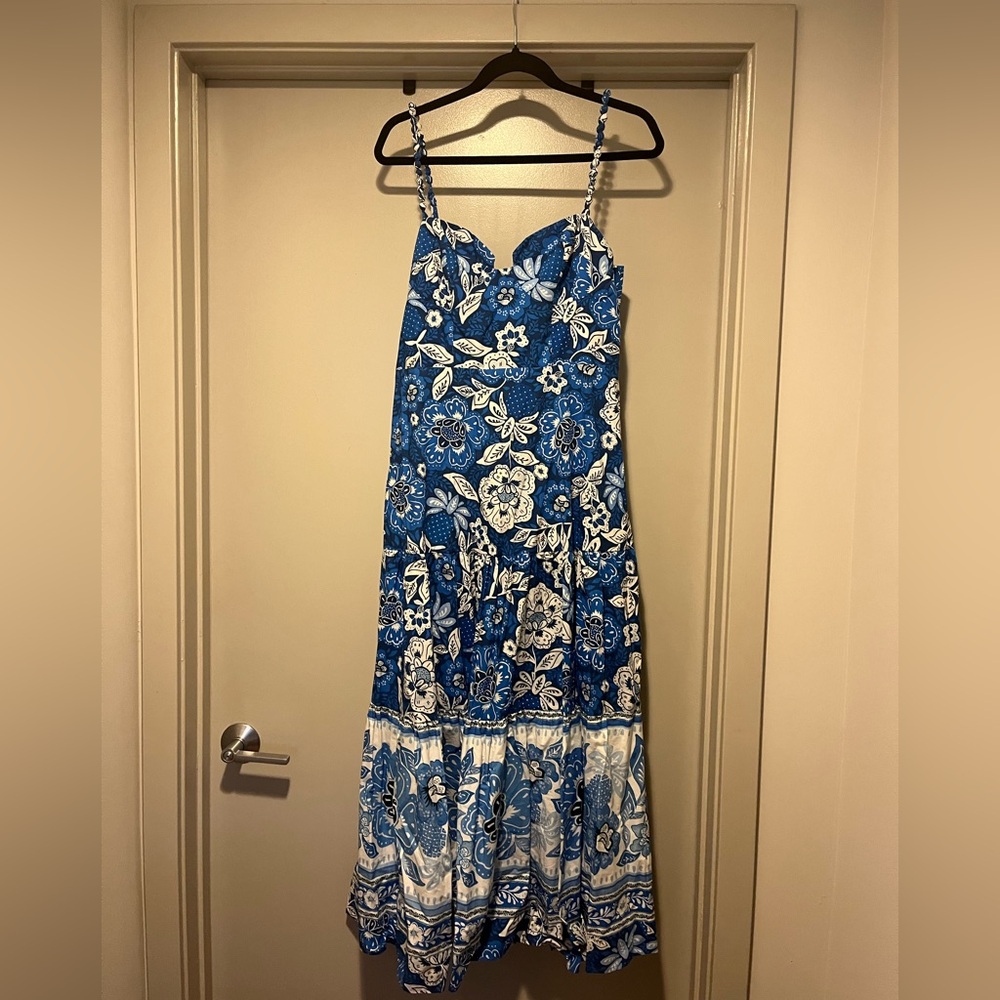 Farm Rio Blue Full of Flowers Dress
